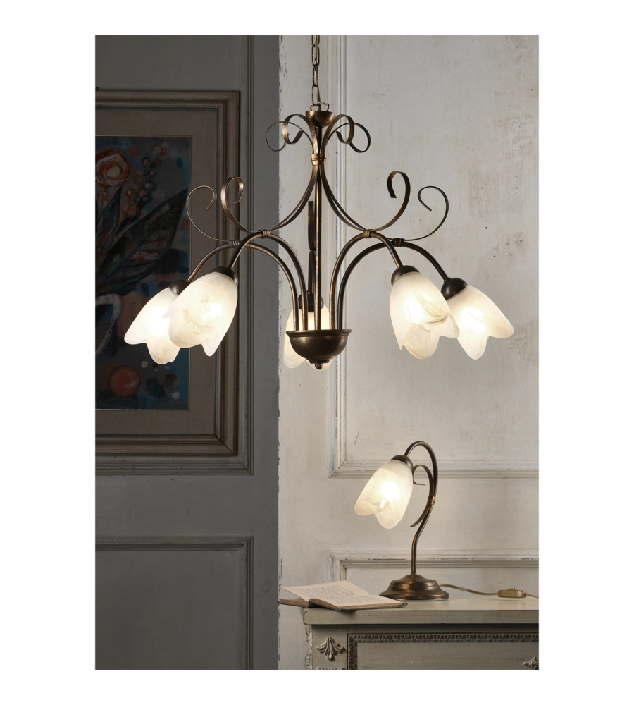 LAMPADARIO 5 LUCI ONLI "ODINO" BRONZO E14